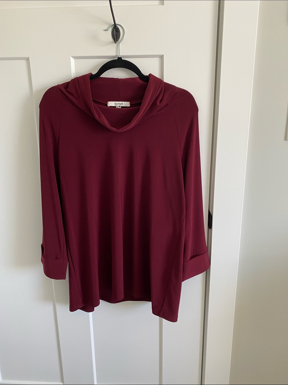 Sympli Maroon Cowl Neck Long Sleeve Top